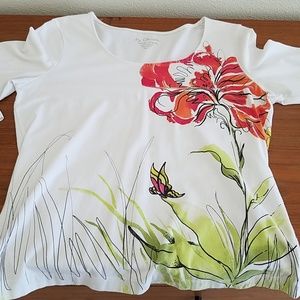 Chico's 3/4 sleeve flower print tshirt
